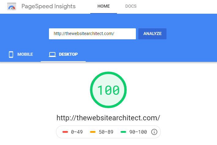 Screenshot of Google PageSpeed Insights for WordPress speed optimization