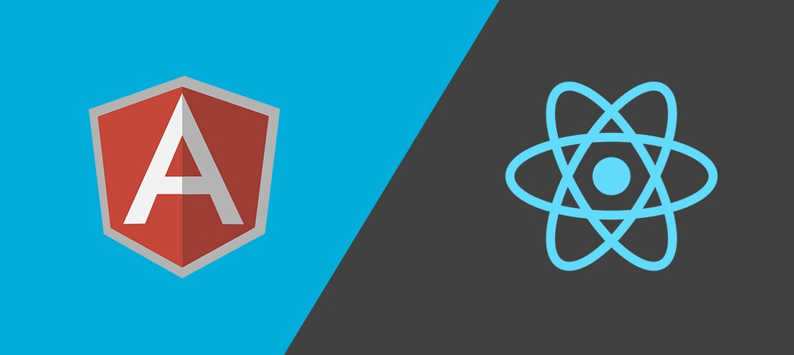 Developer workspace with code, highlighting React and Angular frameworks